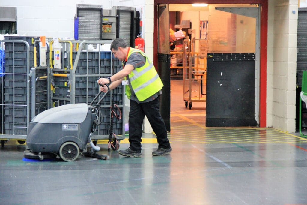 Cardiff,Uk,January,25,2019,Workplace,Cleaner,In,Warehouse,Cleaning
